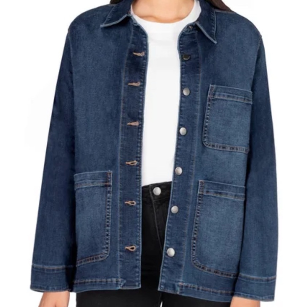Well Worn Dark Blue Denim Jean Jacket